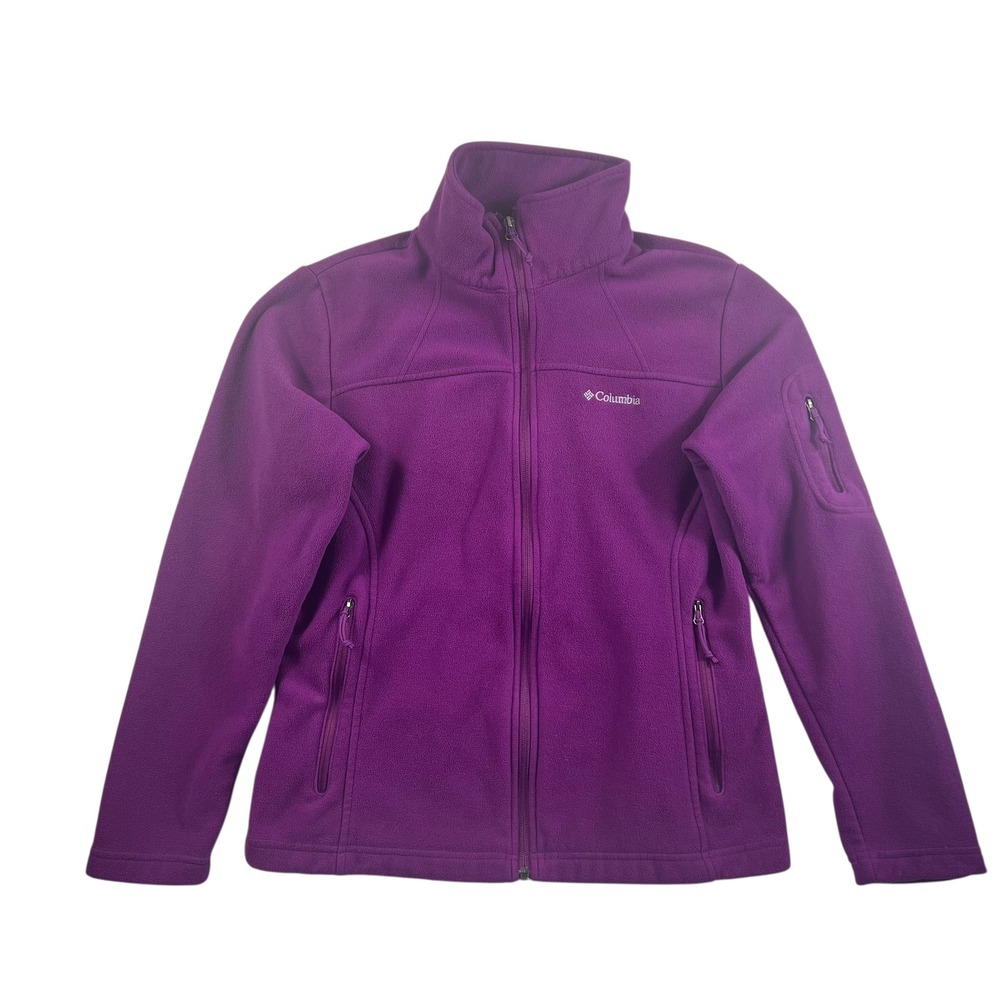 Columbia Jacket Women's Purple Fleece‎ Full Zip Mock Neck Medium Zippered Pocket
